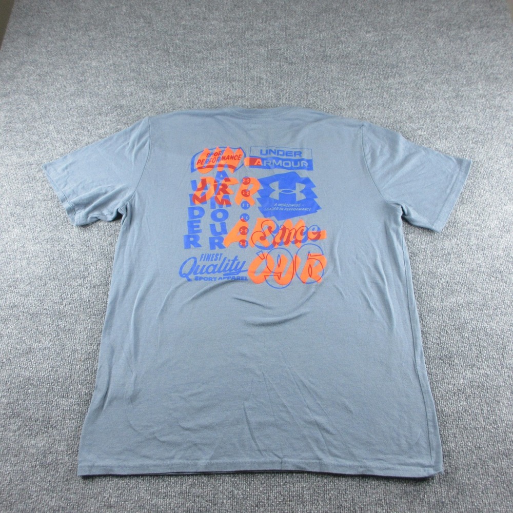 Under Armour T-Shirt Mens XL Gray Loose Fit Graphic Finest Quality Sport Apparel